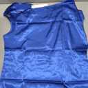 VIDUSSA Women's Off Shoulder Silk Tops Casual Short Sleeve Asymmetrical Neck Satin Blouse Shirts (Medium, Blue)