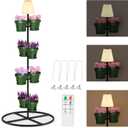 FUYO Metal Outdoor Floor Lamps, Solar Floor Lamp with Flower Shelves, Modern Outdoor Water-Resistant Standing Lamp with 8 Flower Pots, Corner Display Flowershelf Lamp for Multiple Plants (Green)