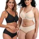 Jelly Bras for Women No Underwire Mesh Wireless Crossover Bra Seamless Full Coverage Lift T Shirt Sleep Bralettes (X-Large, Mesh Neck-black + Skin)