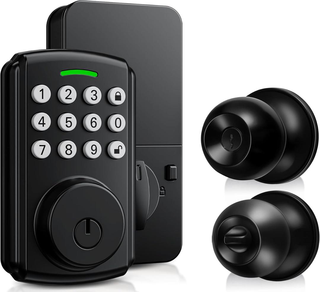 WiFi Keyless Entry Door Lock with Handle Set, Front Door Lock Set, Door Knob with Lock, Same Key Design (FDS04-TS)