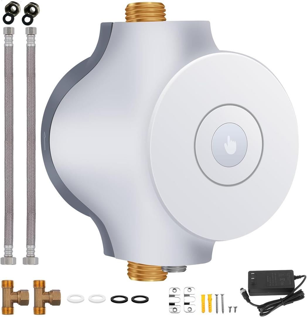 Smart Instant Hot Water Recirculating Pump System NSF/ANSI 61 & 372 for Tanked, Tankless Water Heater 3 speed Bulit-in Thermostat Recirculating Pump for Water Heater Extremely Quiet HBS24-12
