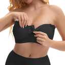 KUTECOMBO Wireless Strapless Bra for Women Non-Slip Front Closure Smoothing Padded Bandeau Bralette, Ideal for Wedding & Off-Shoulder Outfits(Black, Small)
