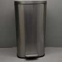 Amazon Basics Smudge Resistant Rectangular Trash Can with Soft-Close Lid, Foot Pedal, Removable Inner Bucket, 30 Liter/7.9 Gallon, Brushed Stainless Steel, Satin Nickel Finish, 13.8"L x 11.8"W x 25"H