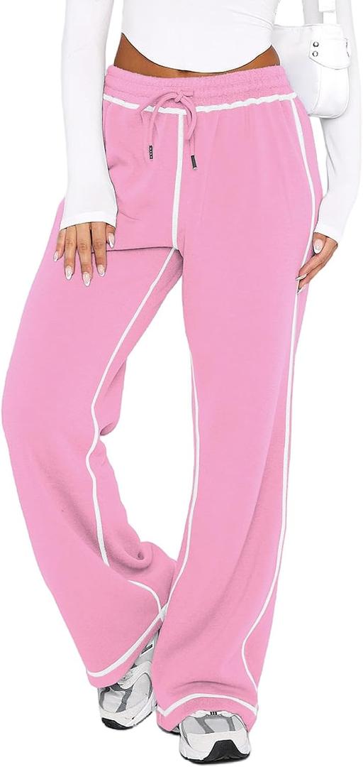 DISCIPBUSH Track Pants Women Sweatpants Lounge Pants (Pink, XL)