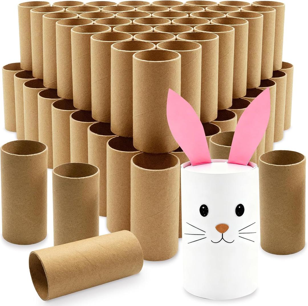 120 Pack 3.3 x 1.6 In Empty Toilet Paper Rolls Round Craft Tubes Bulk, Strong and Pressure-Resistant for DIY, Art, Gift, Brown