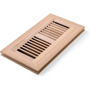 Red Oak Hardwood Flush Mount Floor Register, 4 x 10 Inch, High Output Air Flow, with Damper, Unfinished