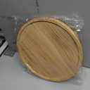 Round Decorative Tray Wood Bathroom Counter Organizer Farmhouse Kitchen Decor Wooden Riser for Soap Dish, Perfume, Candle, Sponge, 12" - Brown