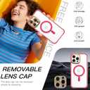 Fiyart Designed for iPhone 16 Pro Case,Compatible with MagSafe Plating Removable Lens Cover Clear Magnetic Shockproof Phone Bumper for Women Girls 6.3"-Hot Pink