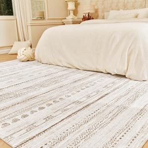 5x7 Large Area Rugs for Living Room Machine Washable Rug Distressed Indoor Carpet Neutral Moroccan Boho Rug Ultra Soft Area Rug for Bedroom Dining Room Playroom Office, Light Brown