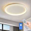 15.7″ Round LED Flush Mount Ceiling Light, 55W Dimmable Close to Ceiling Lights with Remote Control 3000-6000K Modern Low Profile Style Light Fixtures for Kitchen Bedroom Living Room, 15.7ln