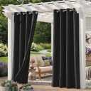 Set of 6 Outdoor Curtains for Patio Waterproof, Breathable Grommet Privacy Panels for Porch, Pergola & Gazebo, Light Filtering, Weatherproof, 54W x 95L Inches, Black