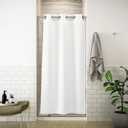River Dream Stall Waffle Weave Shower Curtain with Snap-in Liner,Cotton Blend Fabric Shower Curtain for Bathroom, Shower Curtain with Liner Set, White,36x74 inches (36"W x 74"L (Pack of 1))