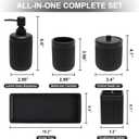 XLHOMO Resin Matte Black Bathroom Accessories Set 5 Pcs, Lotion Soap Dispenser, Toothbrush Holder, Bathroom Tumbler, Qtip Holder and Vanity Tray, Bathroom Countertop Organizer Set for Home Apartment