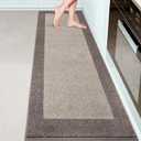 Machine Washable Kitchen Rug 24" x 84", Non Slip Kitchen Mat for Floor, Absorbent Entrance Runner Rug for Bedroom, Hallway, Bathroom, Door (Roll Packing) (Beige)