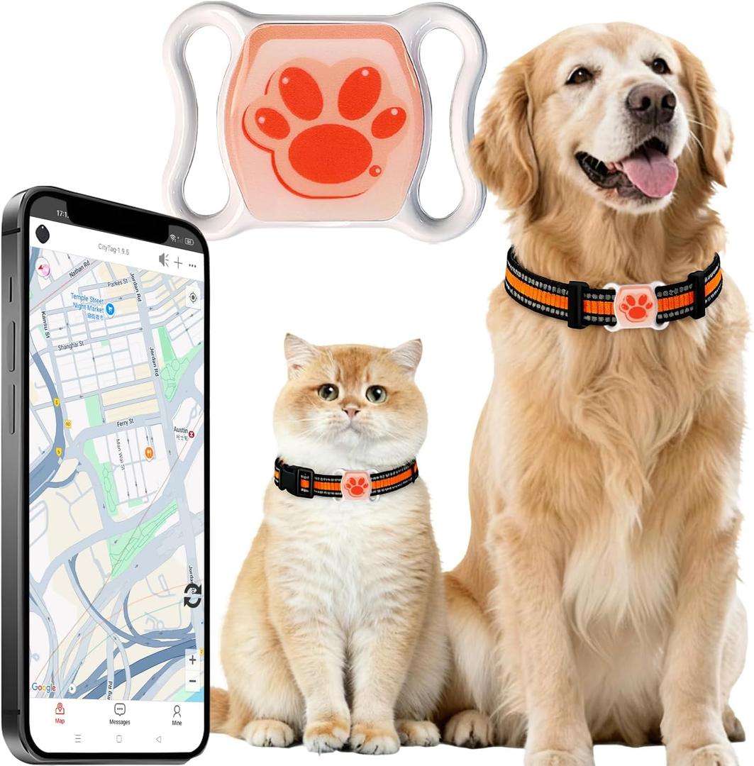 GPS Tracker for Dogs & Cats - No Monthly Fee, Waterproof Real-Time Tracking Collar for Pets, Kids,Luggage & Assets | 367-Day Battery Life | iOS & Android Compatible | Anti-Lost Device