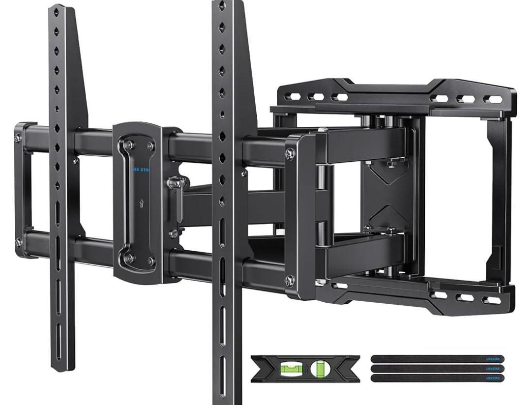 USX STAR UL Listed Full Motion TV Wall Mount Bracket for Most 37-86 inch TVs, Swivel Tilt Extension Level TV Mount, Max VESA 600x400mm, Holds up to 132lbs & 16" Wood Studs with Hole Drilling Template