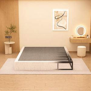 Queen Box Spring 6 Inch Heavy Duty Metal Mattress Foundation Non-Slip, Tool-Free Assembly, 3000lbs Max Weight Capacity, Noise-Free Design, Washable Fabric Cover