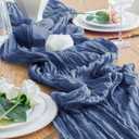 Table Runner Cheesecloth 10FT Blue Boho Gauze Cheese Cloth Rustic Sheer Table Runners for Wedding Birthday Bridal Baby Shower Party Decoration