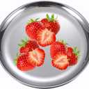 Steel Plates 2 Set 8 Inch Metal Round Dinner Plate Dishes for Serving/Snack/Camping, Dishwasher Safe Metal Dinner Plate
