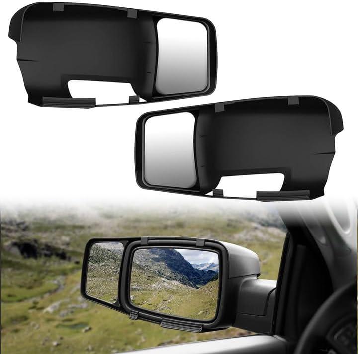 HAKA TOUGH Clip On Towing Mirror Extensions and Antenna Base Cover Kit for 2009-2018 Dodge Ram 1500 2500 3500, Snap & Zap Side Rearview Mirror Extend Cover, Antenna Ornament Adapter Mount Accessories