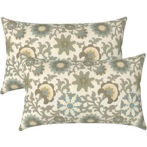 LVTXIII Outdoor/Indoor Lumbar Pillows, Decorative Patio Lumbar Cushions, Fluffy Water Repellent Garden Cushions for Home Patio Coach Sofa Use, 12×20 Inch, Pack of 2, Floral Symphony‌