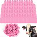 Lothee 100 Pcs Blank Cattle Ear Tags Large Plastic Precision Animal Identification Blank Livestock Ear Tags for Cattle Cow Horse Dog Pig Goat Sheep Farm Management (Pink)