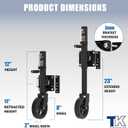 8" Spoke Wheel Trailer Jack, 10" Vertical Movement, 1500 lbs, for RV, Boat, Trailer and More, Black