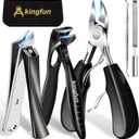 Toenail Clippers for Thick Toenails, Kingfun Ingrown Toe Nail Clippers for Thick Nails for Seniors, Heavy Duty Toe Nail Clippers for Men, Angled Head Large Toenail Clippers for Seniors 5Pcs