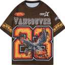 WDIRARA Men's Eagle Letter Graphic Street T Shirt Oversized Short Sleeve Crewneck Tee Top (Brown, XXL)