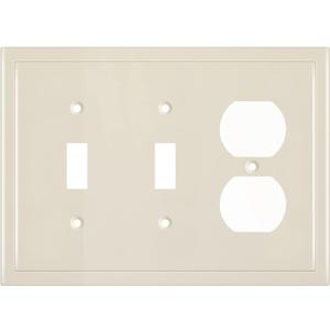 Henne Bery Modern Edge Decorative Wall Plate Switch Plate Outlet Cover, Durable Solid Zinc Alloy (Double Toggle/Single Duplex, Light Almond)