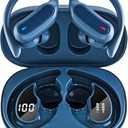 TRAUSI Wireless Earbuds Bluetooth Headphones, Bluetooth 5.3 Stereo Over Ear Buds, Noise Cancelling Mic, IPX7 Waterproof Headset for Workout/ Running - Purple