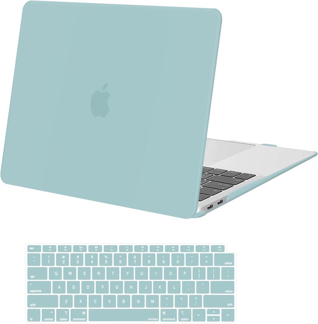 MOSISO Compatible with MacBook Air 13 inch Case 2022 2021 2020 2019 2018 Release A2337 M1 A2179 A1932 Touch ID, Plastic Hard Shell Cover&Keyboard Cover for MacBook Air 13.3 inch Case, Aquamarine