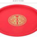 Luxshiny Chinese Wedding Serving Tray Platter Fruit Plate Round Tea Tray Plastic Candy Dishes Food Snack Storage Plate for Home Decor Wedding Centrepieces Red