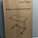 Vaunn Medical Pneumatic Adjustable Overbed Bedside Table With Wheels (Hospital and Home Use)