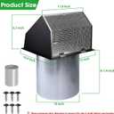 10 Inch Hooded Wall Vent with Screen and Damper,Outdoor Wall Exhaust Vent Cover Cap for Kitchen Range Hood HVAC Duct Dryer Ventilation&Outside Exterior Mount,Galvanized Steel,Black