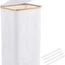 100L Large Laundry Hamper Basket with Lid by YOUDENOVA, Tall Clothes Hamper with Handle, Waterproof and Collapsible Storage Basket for Bedroom and Bathroom, White(16"L 13"W 28"H)
