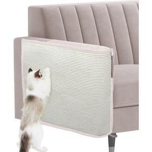 Cat Scratch Sofa Protector,27.6L*19.6W Cat Scratch Furniture Protector Pad Couch Arm Shield with Natural Sisal for Protecting Couch Sofa Chair Furniture Beige/Right Handed