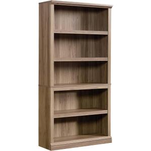 Sauder 5 Tier Book Shelf Wooden Bookcase Multipurpose Bookshelf for Home Office, Living Room, in Salt Oak finish