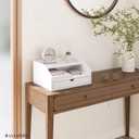 Ballucci Desk Organizer with Drawer, 2 Tier Paper Office Supplies Desk Organizer, 13 2/5" x 9 3/5" x 6", White