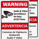 2 Pack Video Surveillance Signs Bilingual 12 8 Inches Rust Free Aluminum UV Protected Reflective Waterproof Sign with Pre-drilled Holes for Indoor Outdoor Use