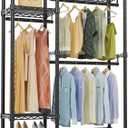 VIPEK V2 Heavy Duty Clothes Rack, Portable Metal Clothing Racks with 4 Tiers Adjustable Wire Shelving & 3 Hanging Rods, Freestanding Wardrobe Portable Closet Rack, Max Load 700LBS, Black