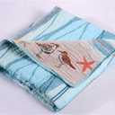 Maui Embroidered Cotton Throw Blue Brown Green Animal Print Nature Nautical Coastal Microfiber Reversible