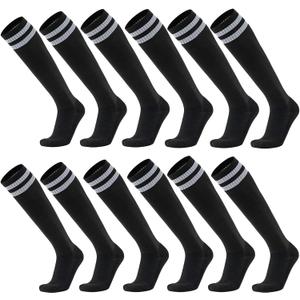 Ultrafun 6 Pairs Soccer Socks Color Stretchy Compression Knee High Tube Socks Football Athletic Socks for Men Women Teens (One Size)