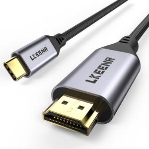 USB C to HDMI Cable 4K 60Hz [10FT/3M, Braided] Aluminum HDR Type-C to HDMI 2.0 Cord, Thunderbolt 3/4/5 Compatible for iPhone 15/16 Series, MacBook Pro/Air, iPad, Surface, Galaxy, XPS