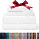 Bedsure California King Sheet Sets - 4 Pieces Soft Cal King Sheets - Breathable & Cooling - Hotel Luxury - Easy Care Polyester Microfiber Bedding for Women, Men, Bright White