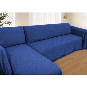 Sectional Couch Covers for Sectional Sofa L Shaped Sofa Cover Blanket 2 Pieces L Shape Furniture Protector for Pets Dogs (Navy, Large)