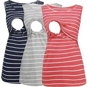 Bearsland Women's Sleeveless Maternity Nursing Tank Tops Breastfeeding Shirts (XXL)