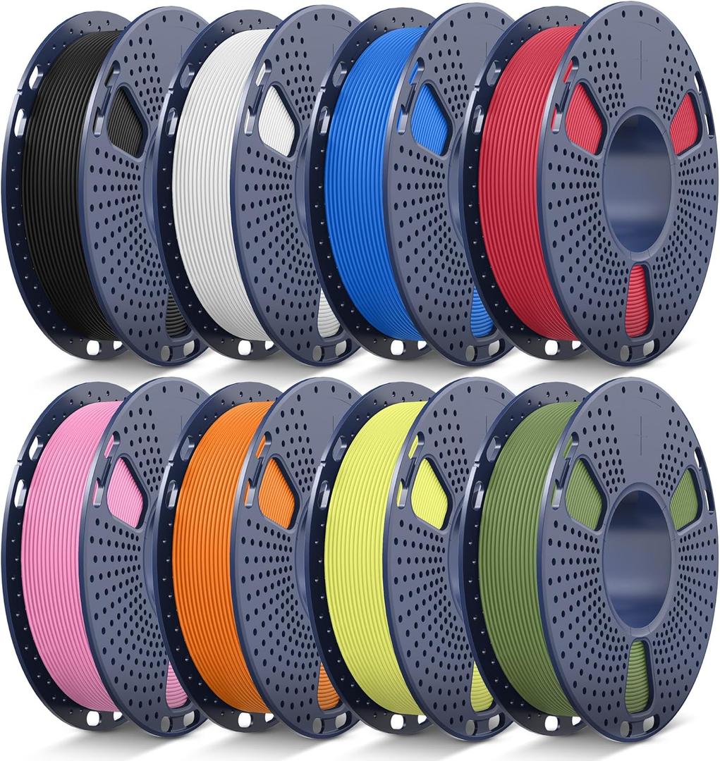 JAYO Matte PLA 3D Printer Filament Bundle 2KG, PLA Matte Filament 1.75mm Bulk, 8 Pack 250g Spool Filament (Black, White, Blue, Red, Pink, Orange, Light Yellow, Olive Green)