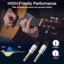 XMSJSIY 6.35mm 1/4" TS Male to Dual 6.35mm 1/4" TS Male Mono Stereo Y Cable Splitter Cord - 50cm