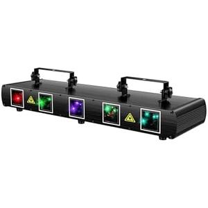 U`King DJ Laser Light, 5 Beam Effect Sound Activated DJ Party Lights RGBYC LED Laser Light Show with DMX Control for Disco Dancing Birthday Bar Stage Lighting